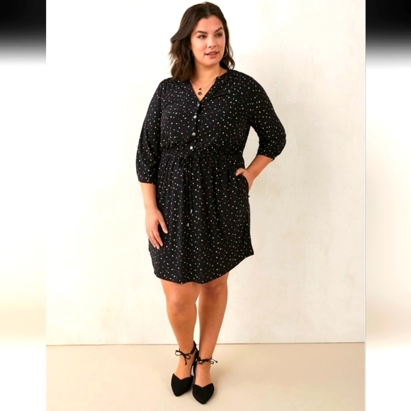 Penningtons Black dot pattern Fit and Flare Dress Size 3x - Picture 1 of 14